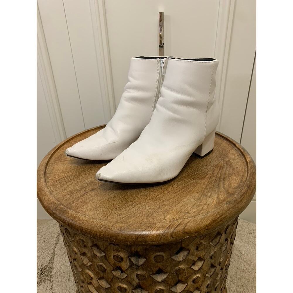 SHEIN Women's White Ankle Booties Size 10 Block Heel Casual
